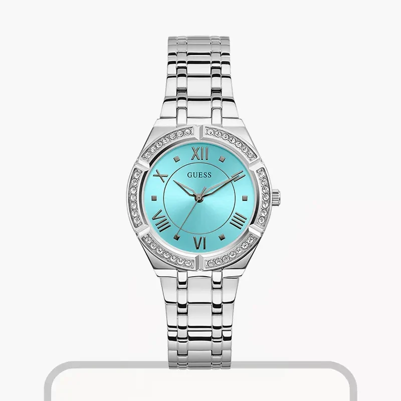 Guess Cosmo Aqua Dial Silver-Tone Ladies Watch- GW0033L7